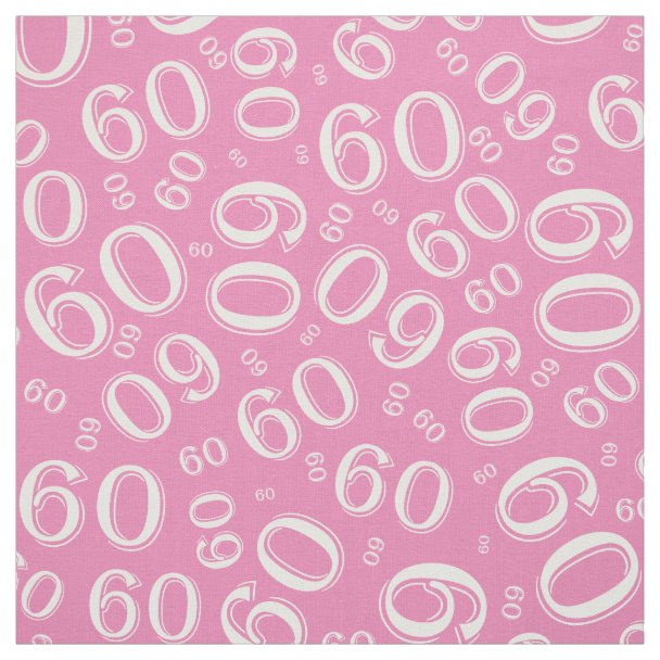 60th Black & White Random Number Pattern 60 Fabric | Zazzle