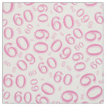 60th  Pink &amp;  White Random Number Pattern 60 Fabric