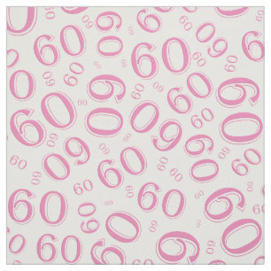 60th Pink & White Random Number Pattern 60 Fabric