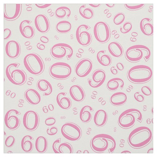 60th  Pink &  White Random Number Pattern 60 Fabric