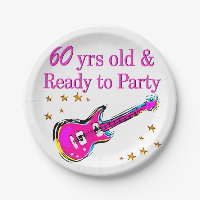 60TH ROCK STAR PAPER PLATES (Front)