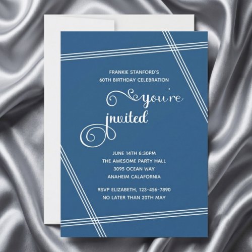 60th Simple Modern Elegant Birthday Party Invites