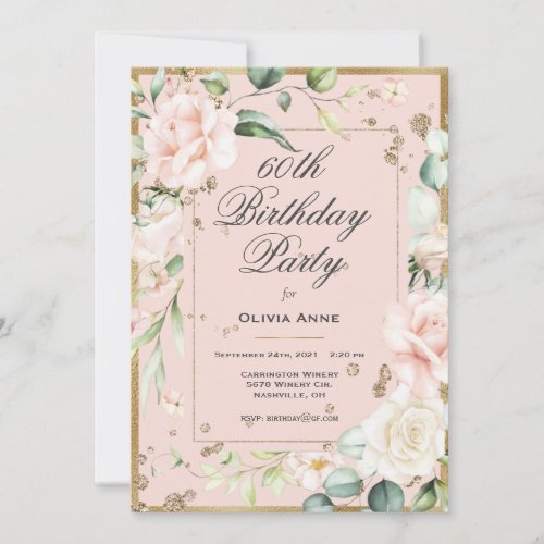 60th Sixty Sixtieth 60 Birthday Pink Floral