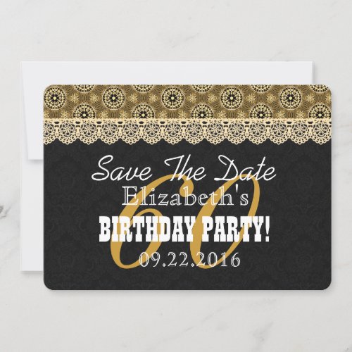 60th SURPRISE Birthday For Her A02 Black and Gold Save The Date
