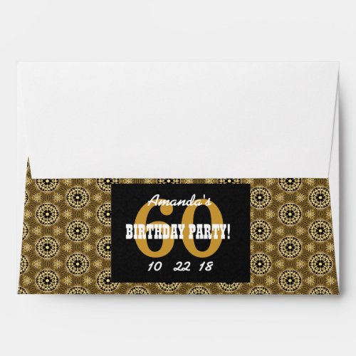 60th SURPRISE Birthday For Her A26 Black and Gold Envelope