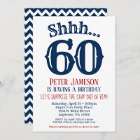 60th Surprise Birthday Invitation Mens Navy Blue