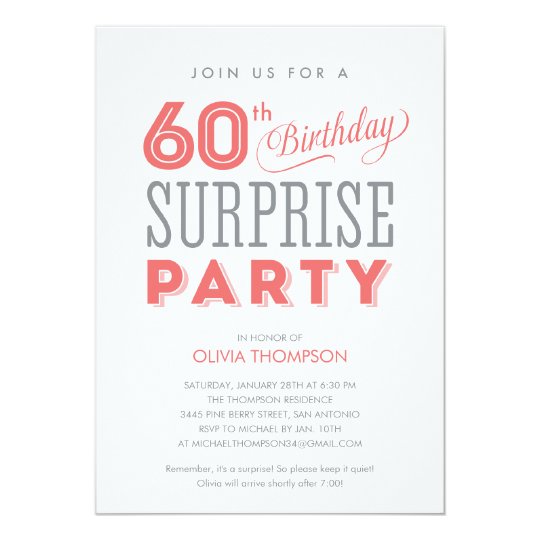 60th Surprise Birthday Invitations | Zazzle.com