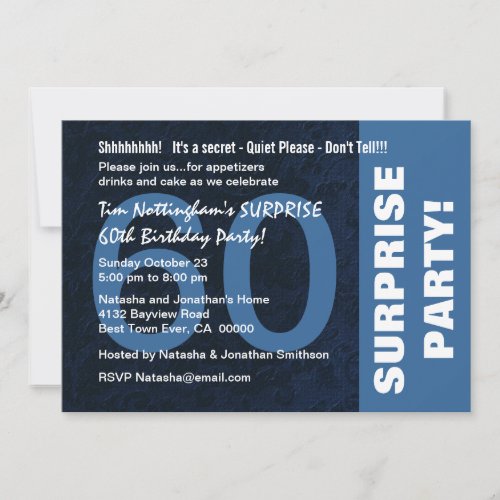 60th SURPRISE Birthday Modern Midnight Blue W1860 Cards