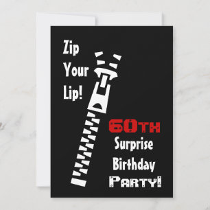 60th SURPRISE Birthday Party Black Red White Invitation