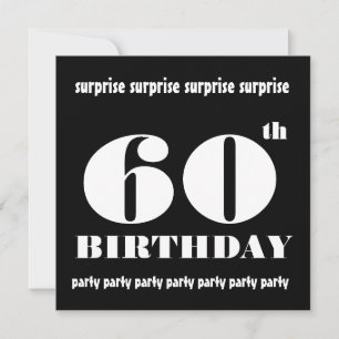60th SURPRISE  Birthday Party Black White Template