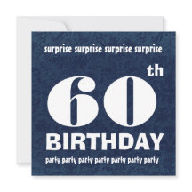 60th SURPRISE Birthday Party Blue White Template