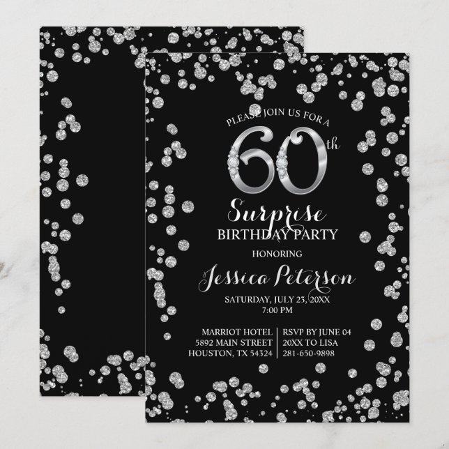 60th Surprise Birthday Party Invitation (Front/Back)