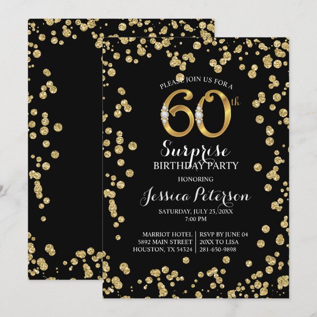 60th Surprise Birthday Party Invitation (Front/Back)