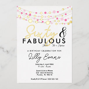 60th surprise birthday party invitation elegant  foil invitation