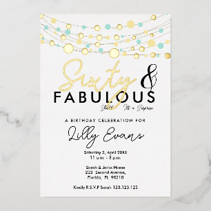60th surprise birthday party invitation elegant  foil invitation