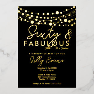 60th surprise birthday party invitation elegant  foil invitation