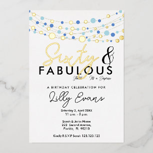 60th surprise birthday party invitation elegant  foil invitation