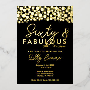 60th surprise birthday party invitation elegant  foil invitation