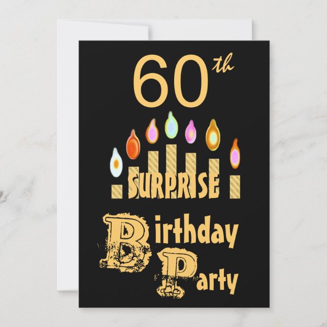 60th SURPRISE Birthday Party Invitation - GOLD (Front)