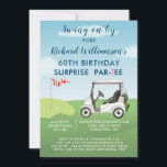 60th Surprise Birthday Party Men's Golf Theme Invitation<br><div class="desc">This fun (SURPRISE) Birthday Party Invitation has a Golf theme and it's perfect for a Golfer. It features a cart on a course and much to personalize to make appropriate for your own event. We have all the ingredients to make it a special party — starting with a party invitation;...</div>