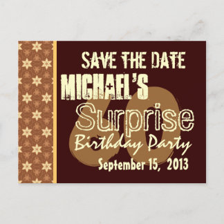 60th Surprise Birthday Save the Date Gold Announcement Postcard