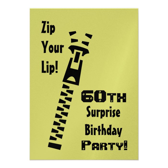 60th SURPRISE Lime Birthday Party Metallic Paper Personalized Invitation
