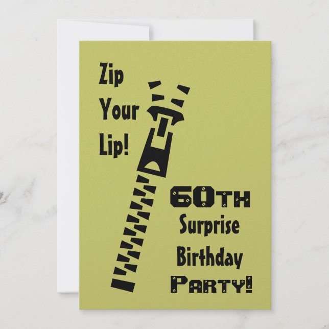 60th SURPRISE Lime Birthday Party Metallic Paper Invitation (Front)