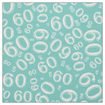 60th  Teal &amp; White Random Number Pattern 60 Fabric