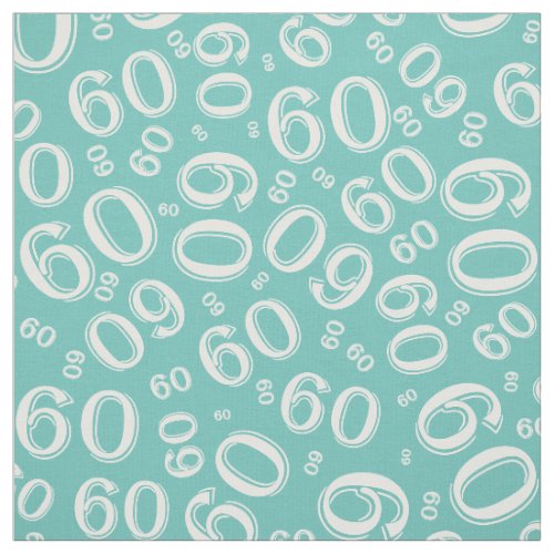 60th  Teal  White Random Number Pattern 60 Fabric