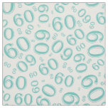 60th  Teal &amp; White Random Number Pattern 60 Fabric