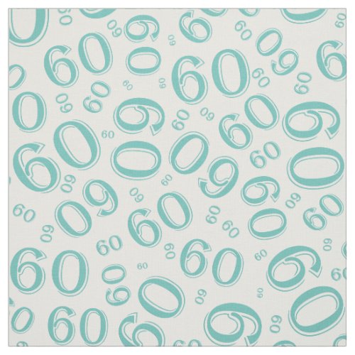 60th  Teal  White Random Number Pattern 60 Fabric