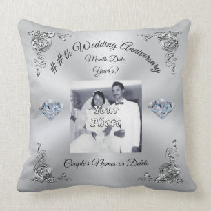 60th to 75th Wedding Anniversary Gift Personalized Throw Pillow