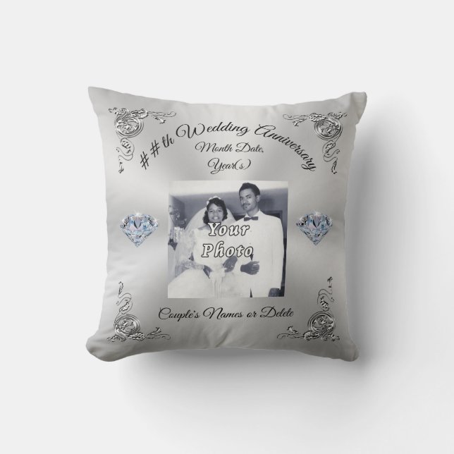 60th to 75th Wedding Anniversary Gift Personalized Throw Pillow (Front)