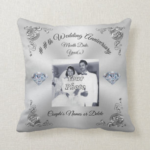 60th to 75th Wedding Anniversary Gift Personalized Throw Pillow
