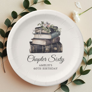 60th Vintage Victorian Book Birthday Paper Plates