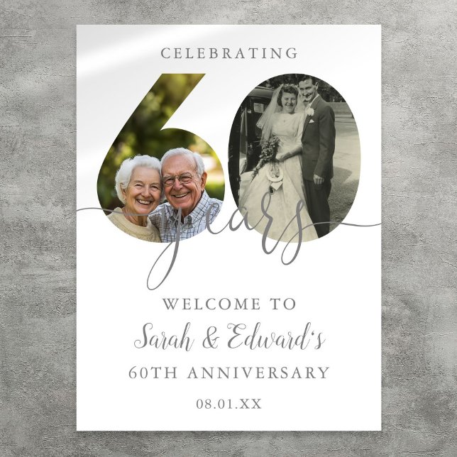 60th Wedding Anniversary 2 Photo Welcome Sign (60th Wedding Anniversary 2 Photo Welcome Sign)