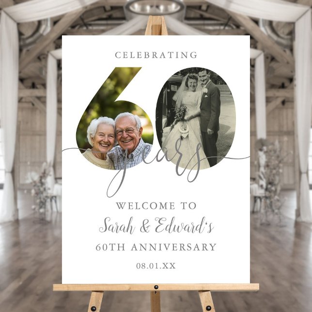 60th Wedding Anniversary 2 Photo Welcome Sign (60th Wedding Anniversary 2 Photo Welcome Sign)