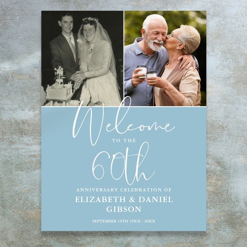 60th Wedding Anniversary 2 Photo Welcome Sign
