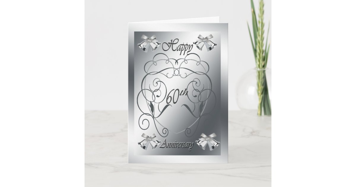 Happy 60th Anniversary Card Diamond, 2 Love Birds, Zazzle