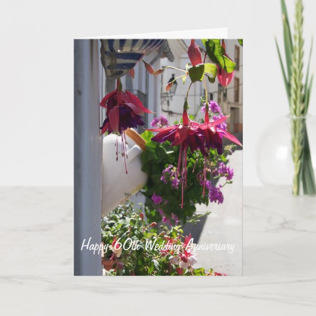 60th Wedding Anniversary Card Floral Photography (Front)