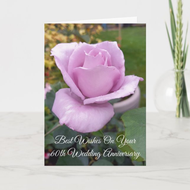 60th Wedding Anniversary Card Purple Rose (Front)