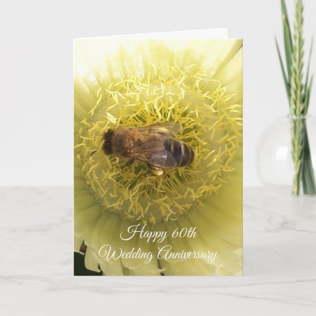 60th Wedding Anniversary Card Yellow Floral Design (Front)