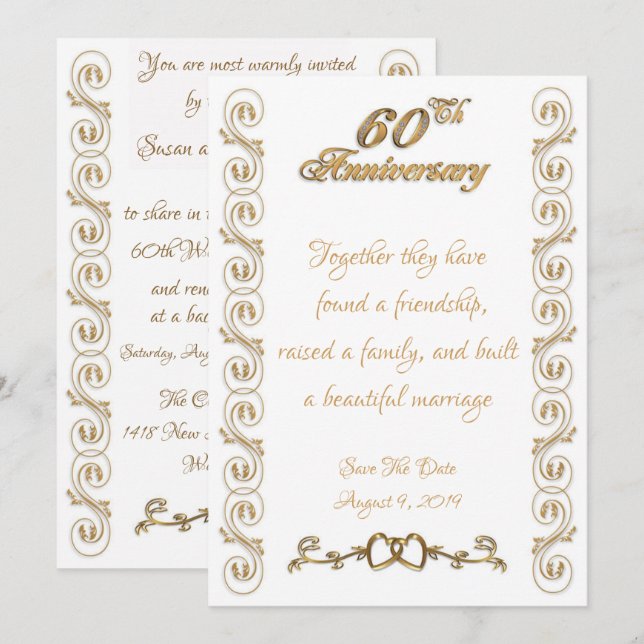 60th Wedding Anniversary Celebration Invitation (Front/Back)
