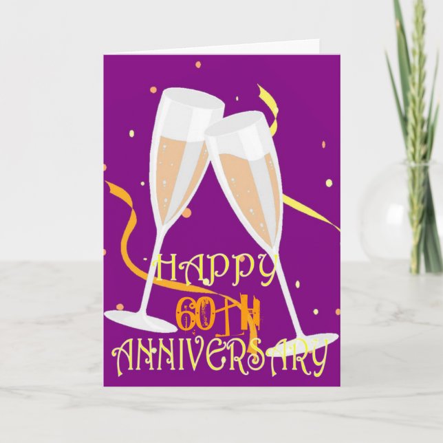 60th wedding anniversary champagne celebration card (Front)