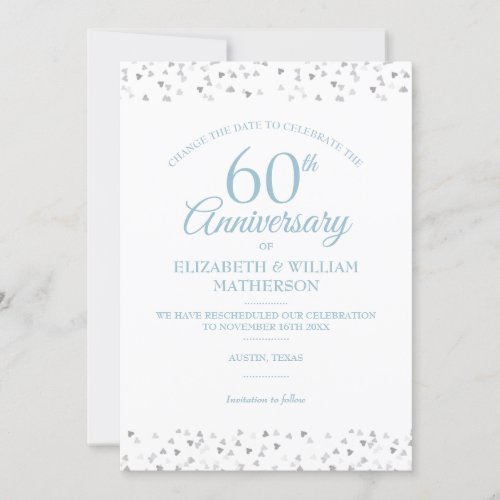 60th Wedding Anniversary Change the Date Confetti Invitation