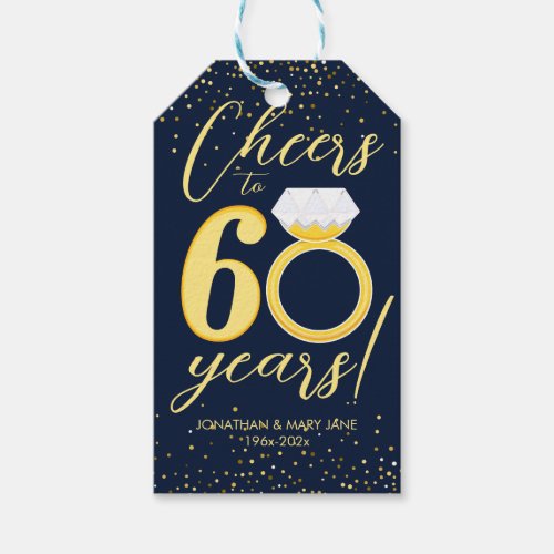 60th Wedding Anniversary Cheers Gift Tags