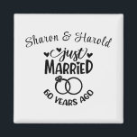 60th Wedding Anniversary Custom Names Diamond Magnet<br><div class="desc">Commemorate your sixtieth wedding anniversary with this diamond white background,  custom magnet. Personalize the names in black text to your own or the couple celebrating this milestone. Great idea for a party favor too!</div>