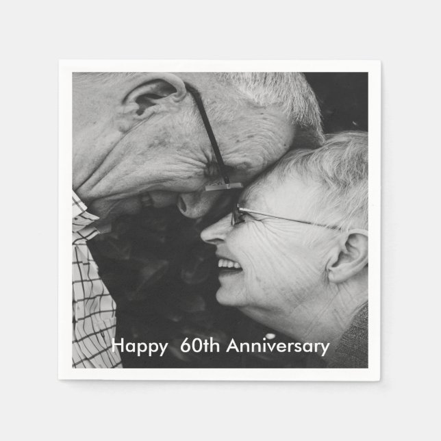 60th Wedding Anniversary Custom Photo Napkins (Front)
