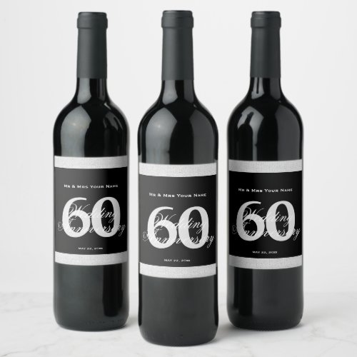 60th Wedding Anniversary Custom Wine Label