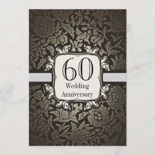 60th wedding anniversary damask vintage invitation